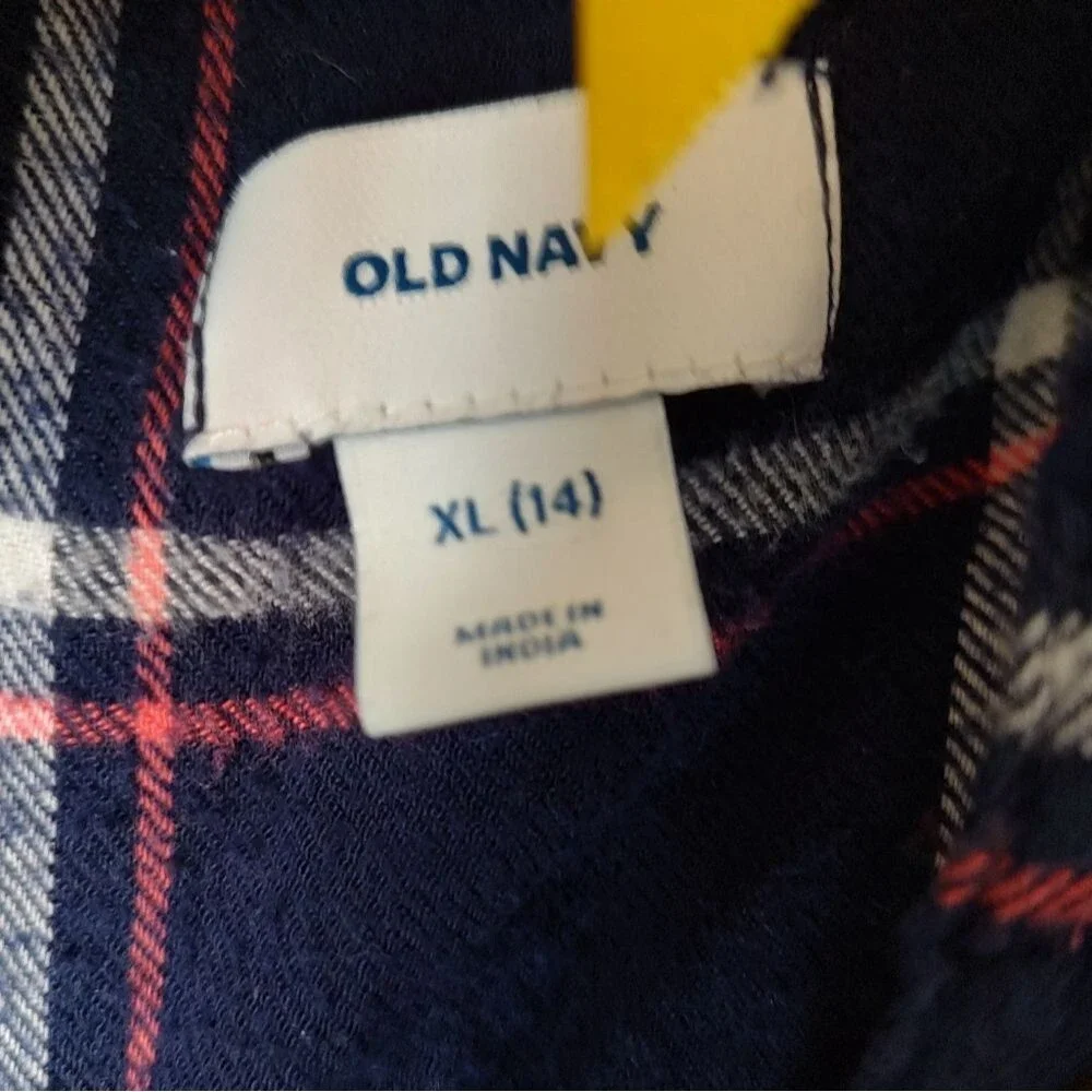 Old Navy Girl's Plaid Flannel Button-Up Dress Size XL 14